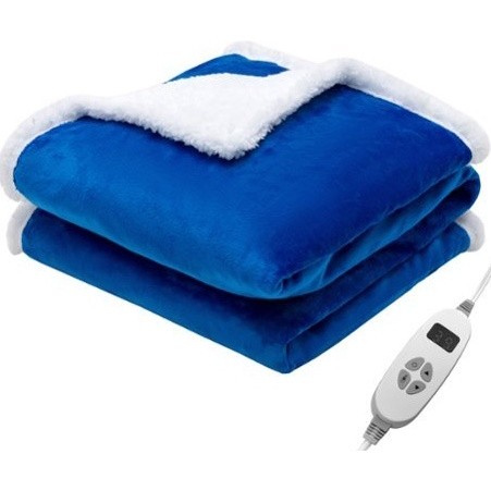 Costway 50'' x 60'' Heated Blanket Throw Reversible Flannel & Sherpa Blan