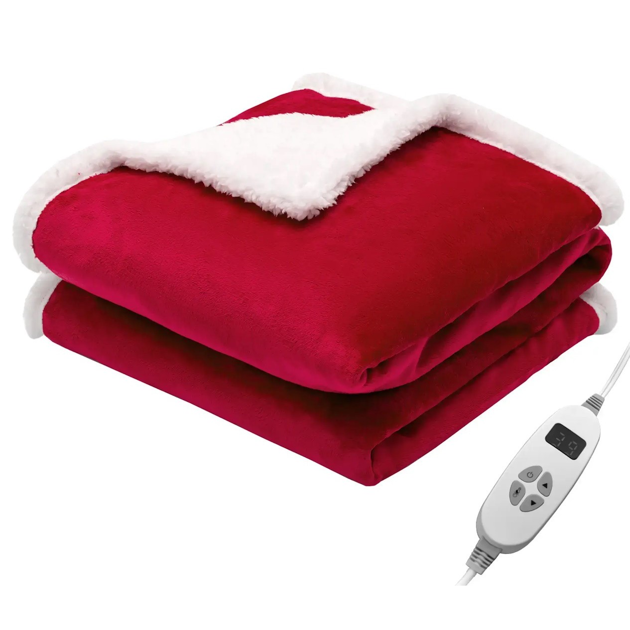 Costway 50'' x 60'' Heated Blanket Throw Reversible Flannel & Sherpa Blan