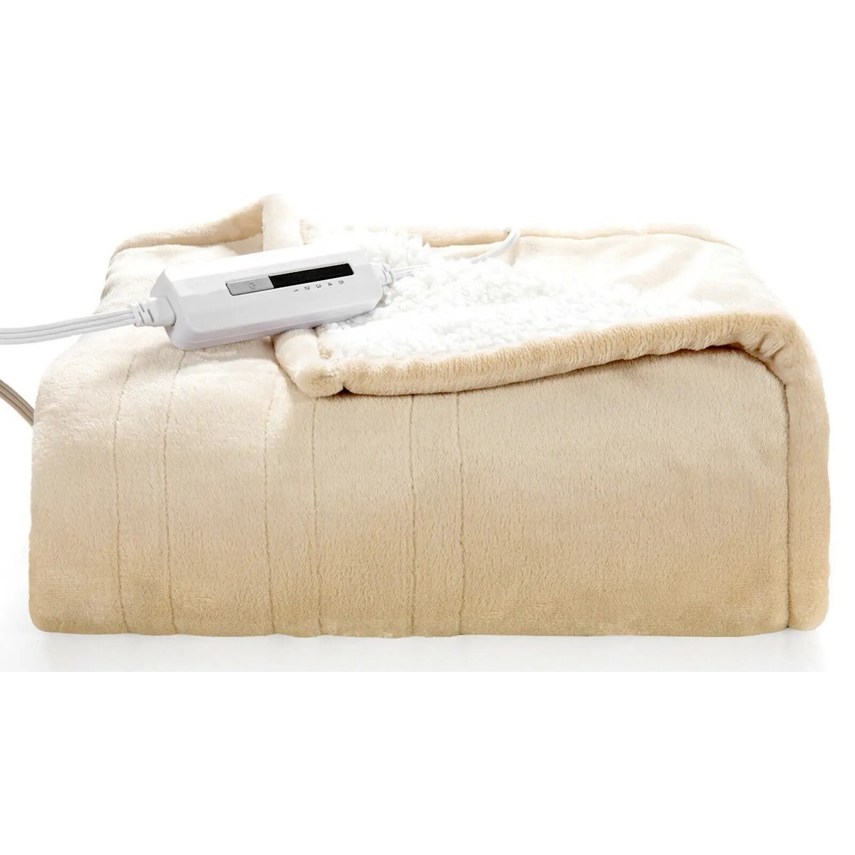 Costway 60''x 50'' Heated Throw Blanket Flannel & Sherpa Double-sided Flu