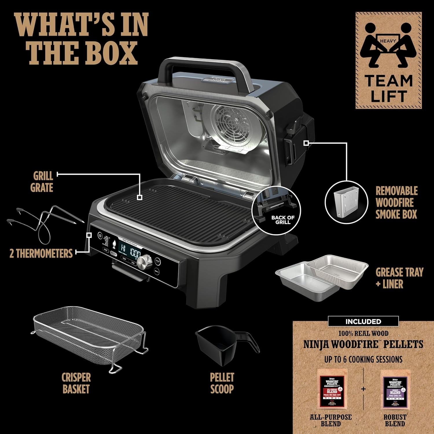 Ninja Woodfire Pro Connect Premium XL Outdoor Grill & Smoker синий