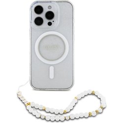 GUESS IML Glitter with Pearl Strap for iPhone 16 Pro Max