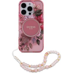 GUESS IML Flowers with Pearl Strap MagSafe for iPhone 16 Pro Max