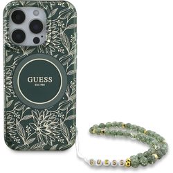 GUESS IML Flowers Allover Electro with Pearl Strap for iPhone 16 Pro
