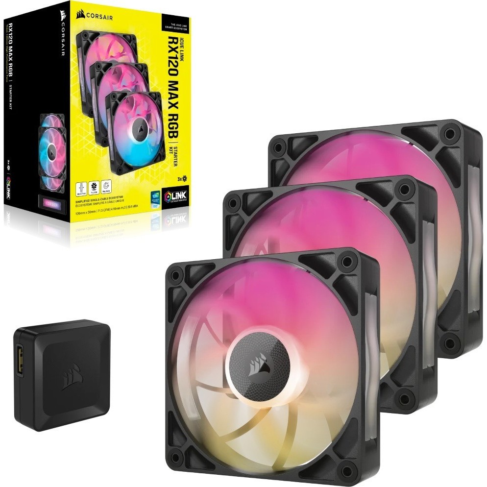 Corsair iCUE LINK RX120 MAX RGB PWM Triple Pack Black