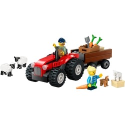 Lego Red Farm Tractor with Trailer and Sheep 60461