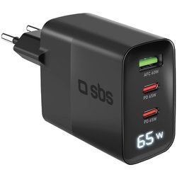 SBS GaN Charger 2xUSB-C USB-A LCD 65W
