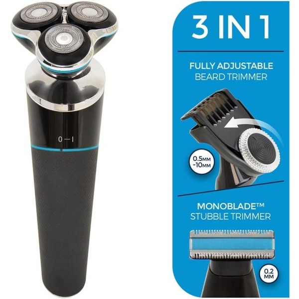 Lloytron Paul Anthony &#039;&#039;Lithium Pro 3&#039;&#039; USB Wet &amp; Dry Rotary Shaver with Beard Trimmer