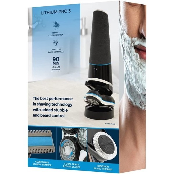 Lloytron Paul Anthony &#039;&#039;Lithium Pro 3&#039;&#039; USB Wet &amp; Dry Rotary Shaver with Beard Trimmer