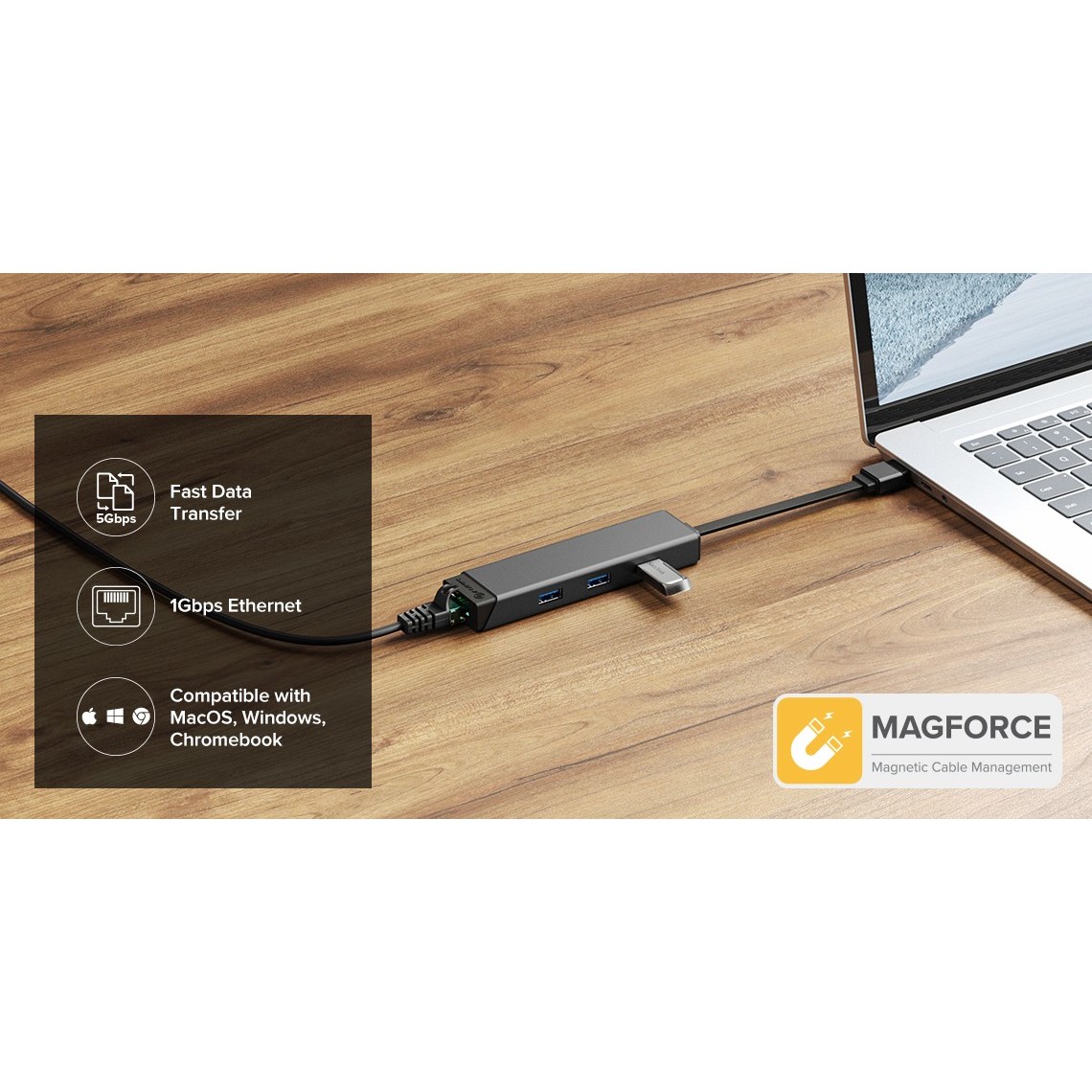 ALOGIC MagForce EXPRESS USB-A 4-in-1 USB Hub with Ethernet