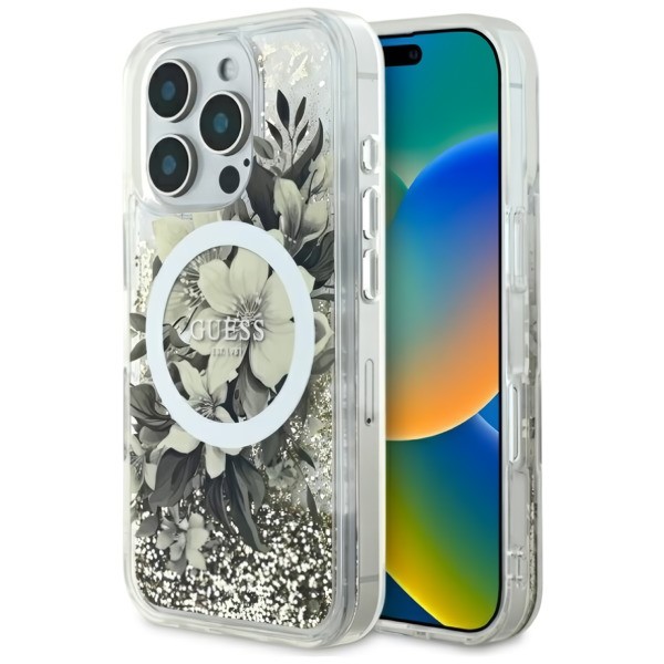 GUESS Flower Liquid Glitter MagSafe for iPhone 16 Pro Max
