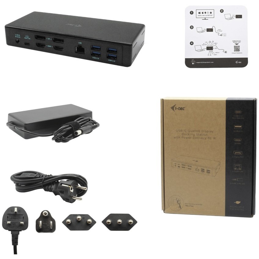 i-Tec USB-C Quattro Display Docking Station + Power Delivery 85 W