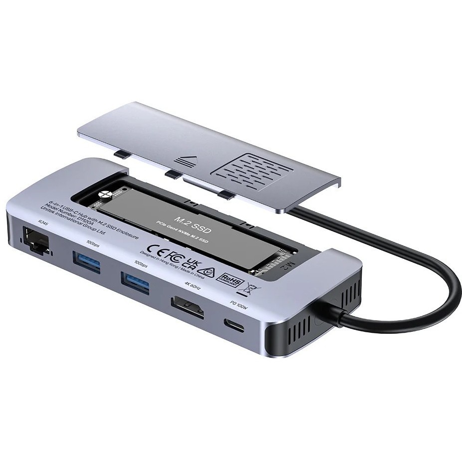 Unitek 6-in-1 USB-C Hub with M.2 SSD Enclosure
