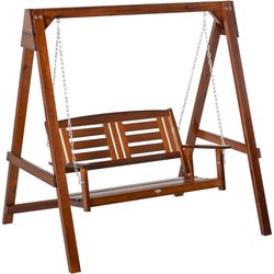 Outsunny 2 Seat Garden Swing Chair W/ Armrest
