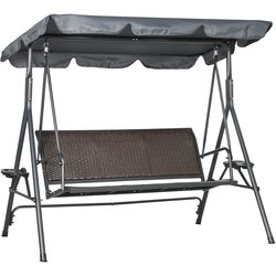 Outsunny 3 Seater Rattan Swing Chair with Canopy
