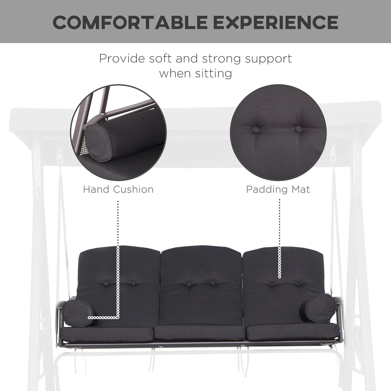 Outsunny 3 Seater Garden Swing Chair Patio Swing Bench w/ Cup Trays