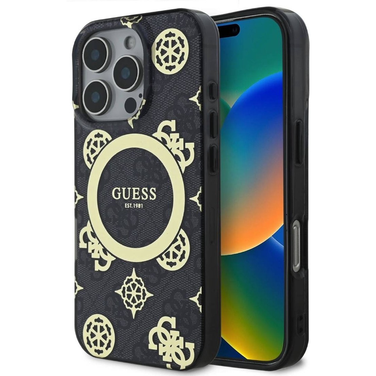 GUESS IML Peony On 4G Background MagSafe for iPhone 16 Pro