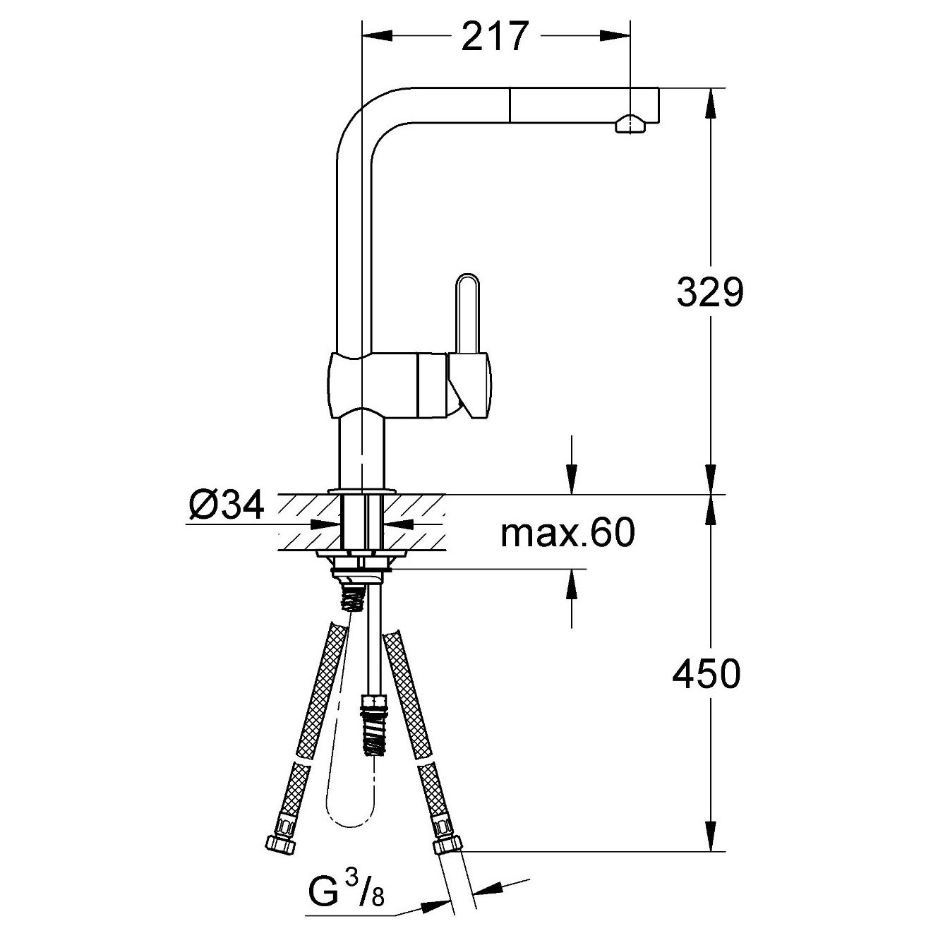 Смеситель для кухни grohe flair 30336000