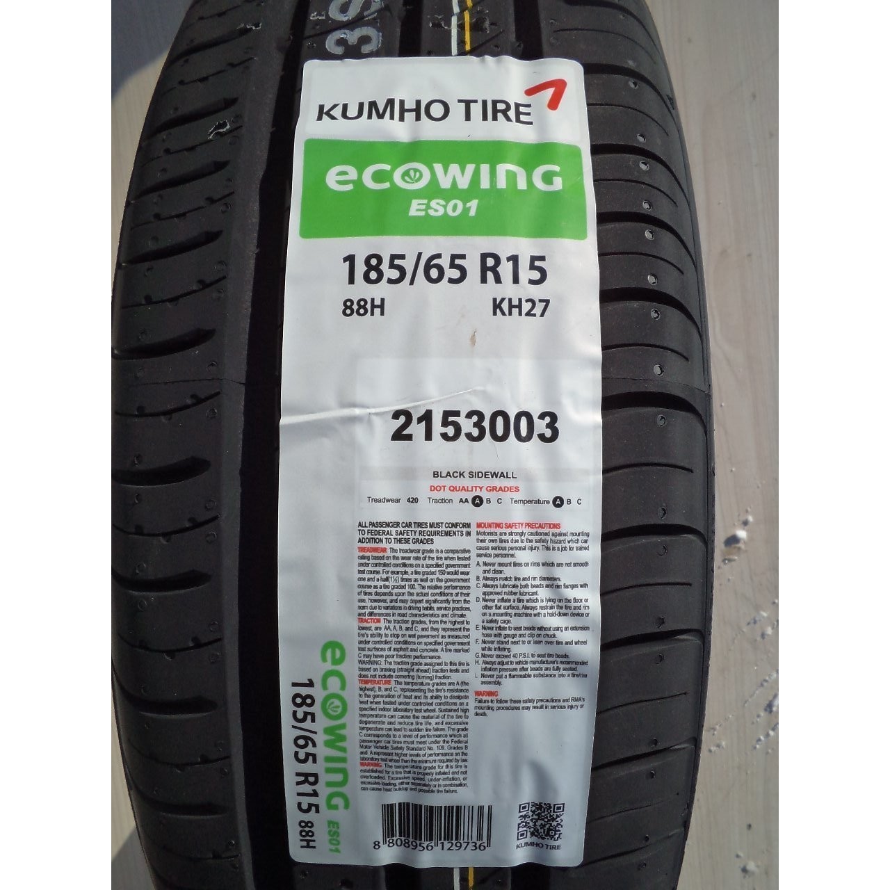 Kumho Ecowing ES01 KH27 145/65 R15 72T