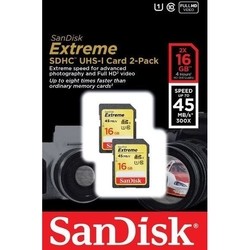SanDisk Extreme SDHC UHS-I 45MB/s 2-Pack 16Gb